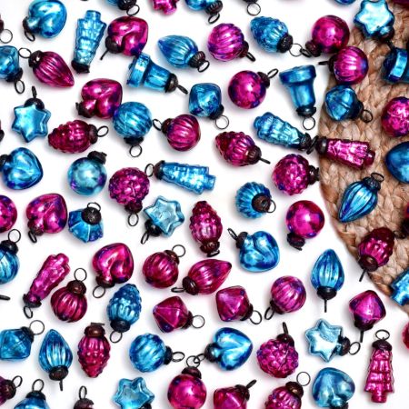 25 Pieces Pink and Turquoise Glass Ornaments - Christmas Tree Ornaments